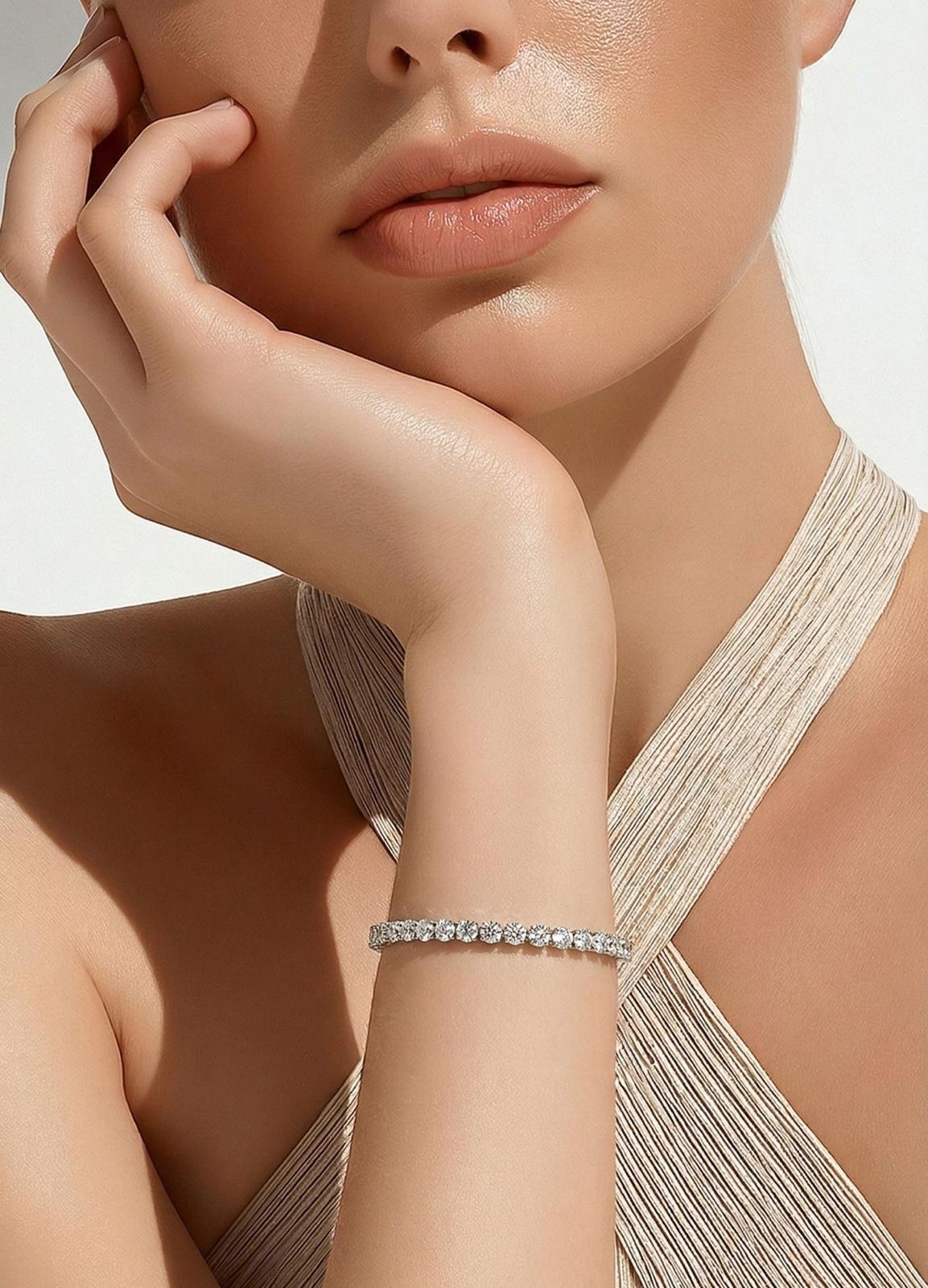 Silver MOIS 4mm Tennis White 8" Bracelet