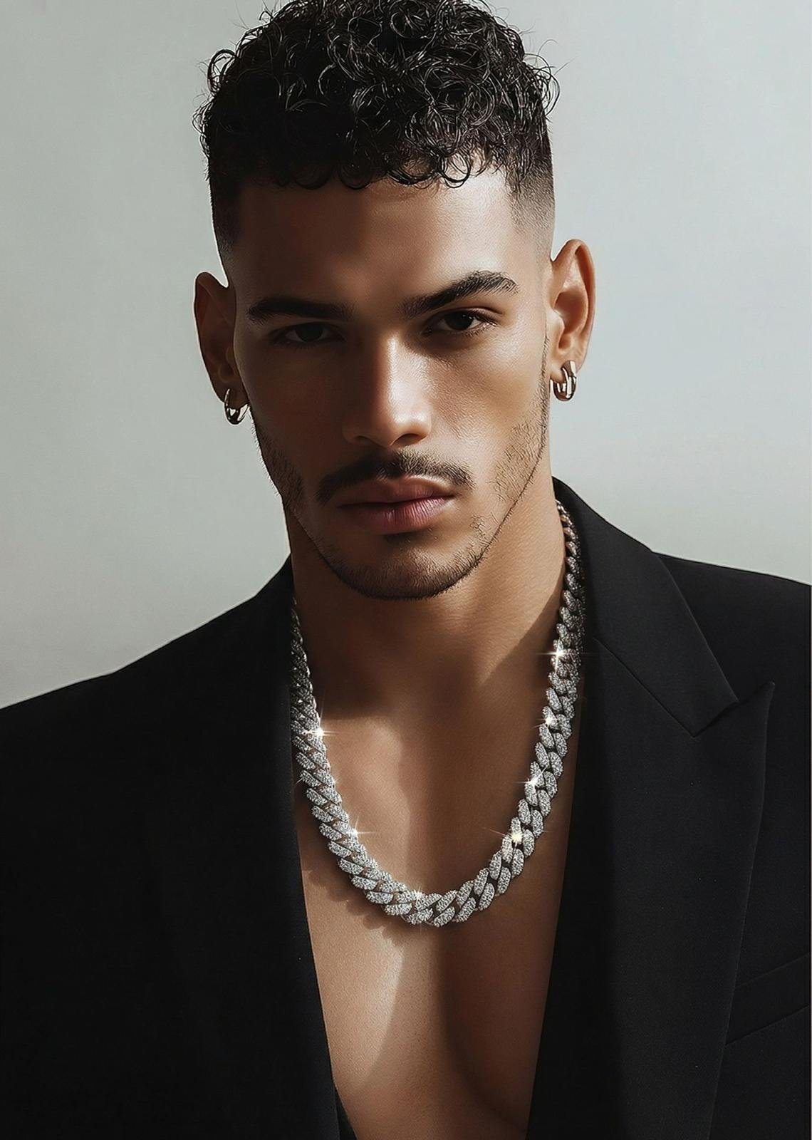 Silver MOIS 10mm Monaco Cuban White Chain