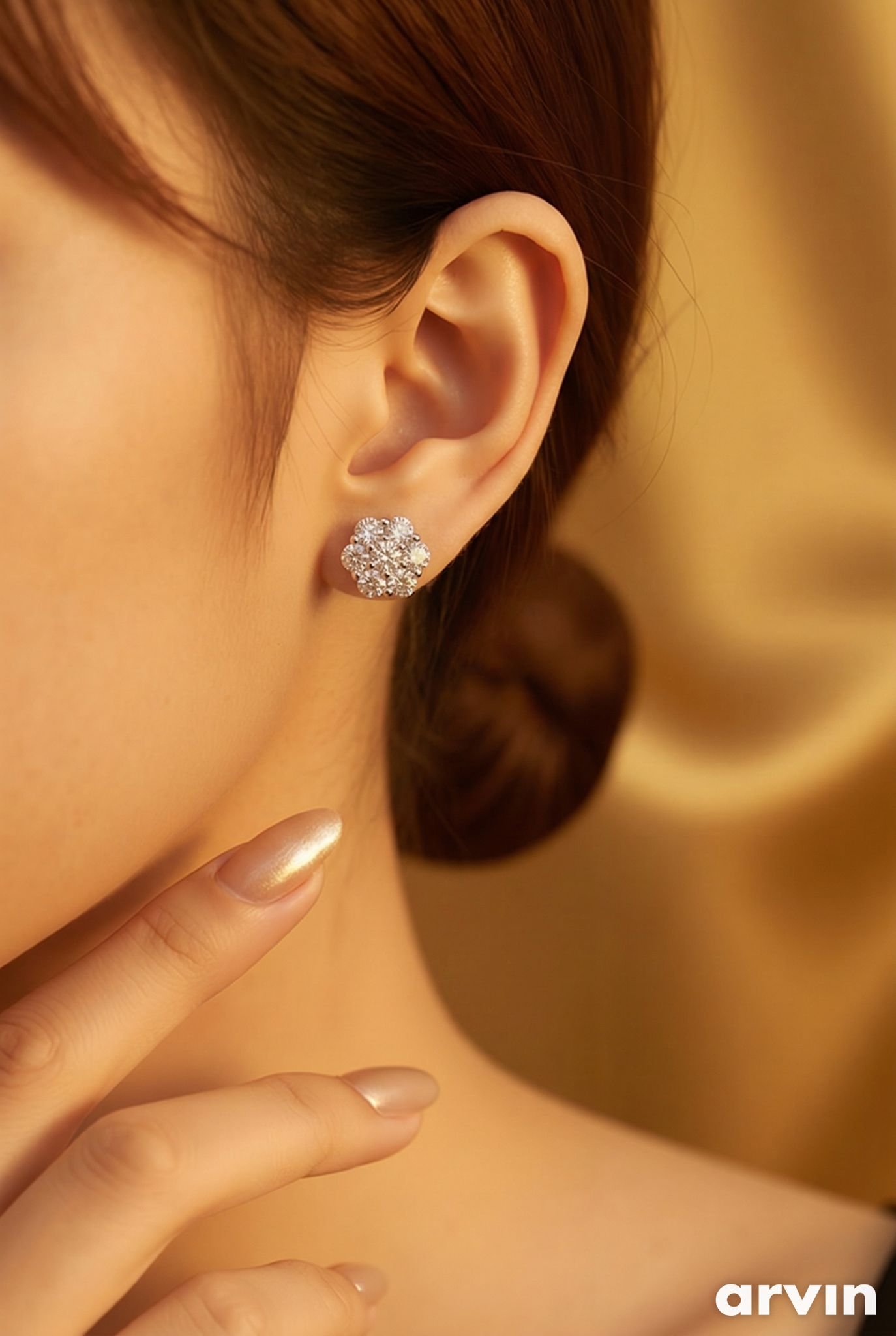Silver MOIS White Yellow Flower Earring 3ct