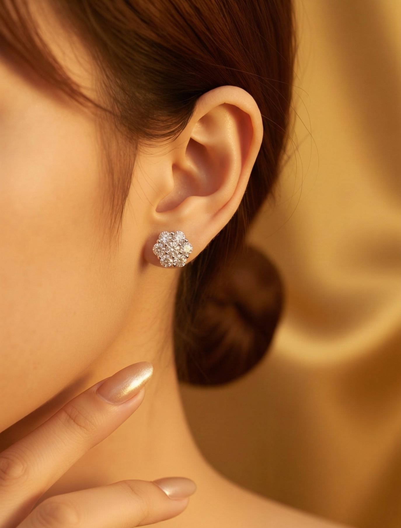 Silver MOIS White Flower Earrings 1ct